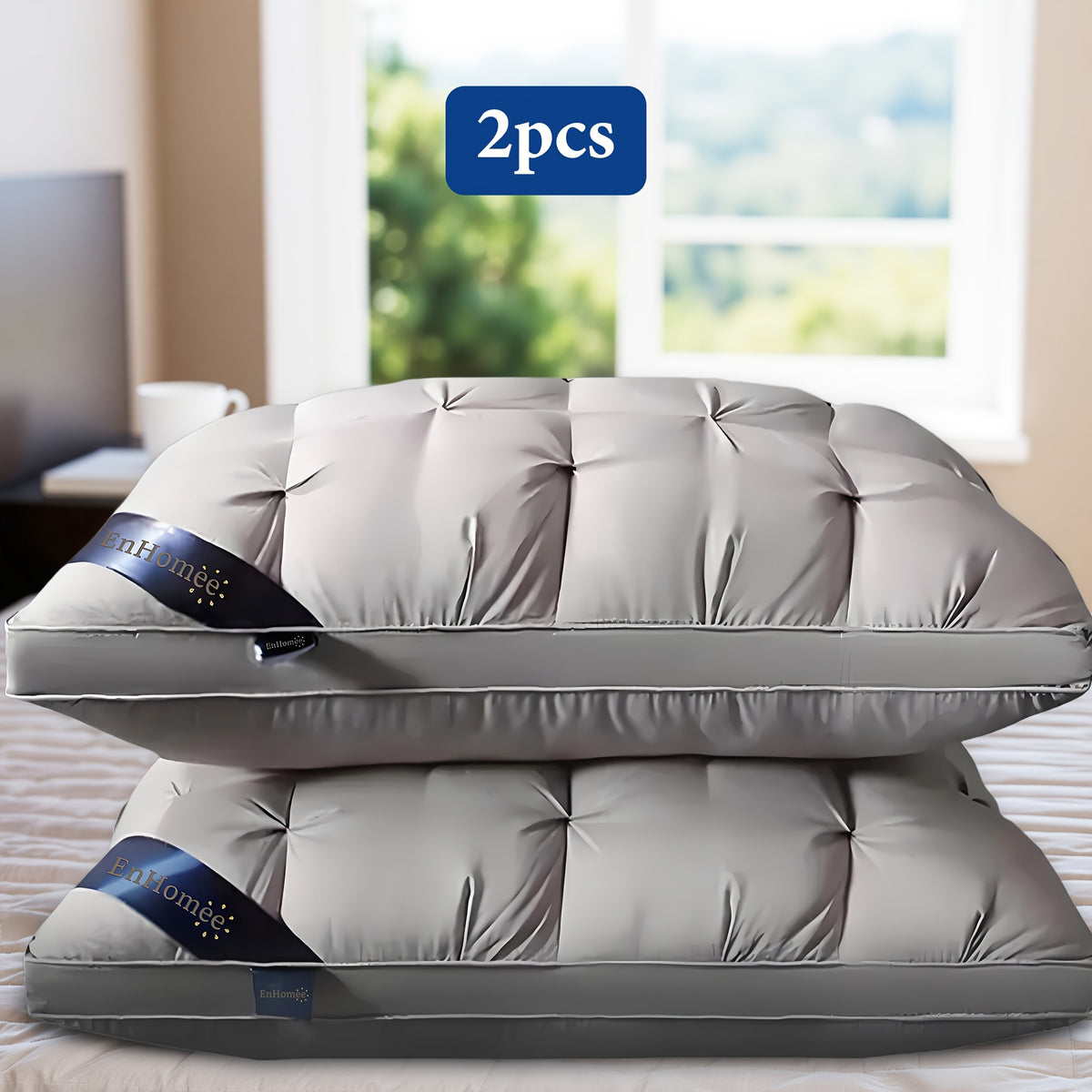 Hotel Three-Dimensional Twisted Flower Pillow, 900g, 2-Pack, White