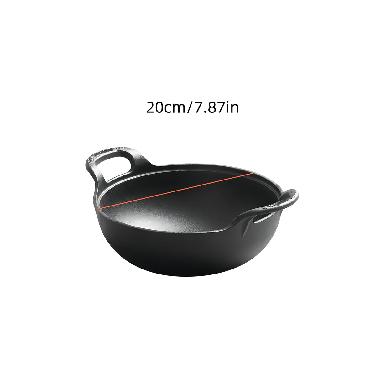 5 Sizes Cast Iron Wok, 7.87/ 9.84/ 10.62/ 11.81/ 12.59in Heavy-Duty Cast Iron Skillet, Traditional Uncoated Deep Stir-Fry Pan, Multi-functional Kitchen Cookware, Durable Cooking Pot with Dual Handles, Grilling Steaks & Baking, Ideal for Home, Outdoor