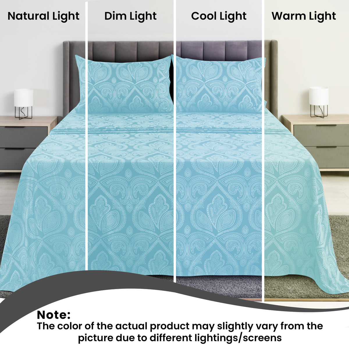 Paisley Bed Sheet Set, Soft Double Brushed Microfiber Bedding with 16-Inch Deep Pocket Fitted Sheet and Pillowcases in Six Sizes for Bedroom Comfort
