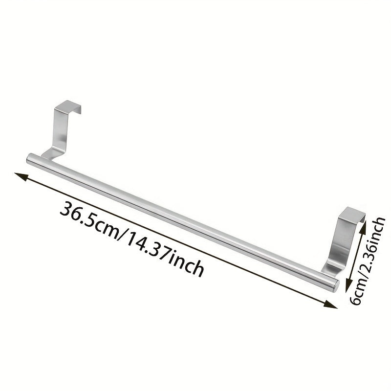 2pcs Cabinet Door Towel Bar, Dishwashing Towel Rack, Stainless Steel Towel Holder, Over The Door Hand Towel Hanger for Kitchen Bathroom Cupboard