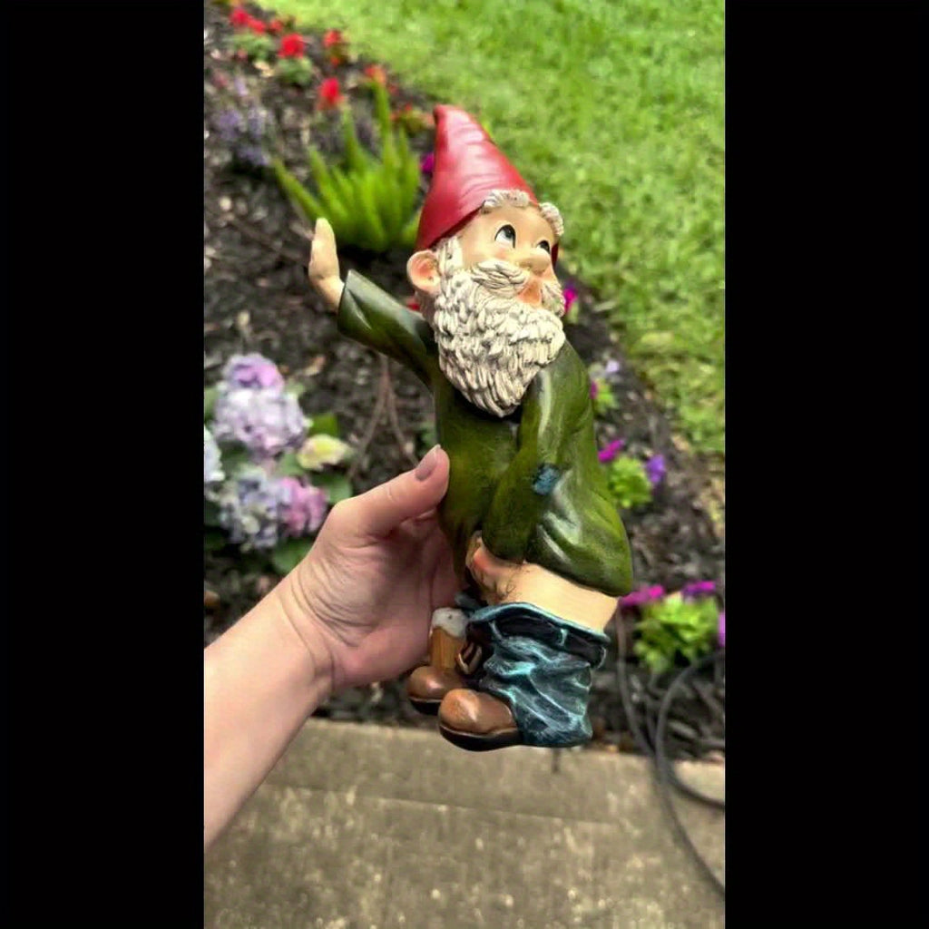 Gnome Statue - 10.3" Tall Polyresin - Willy The Peeing Garden Gnome for Lawn Ornaments, Indoor Or Outdoor Decorations - Red And Green Funny Gnomes