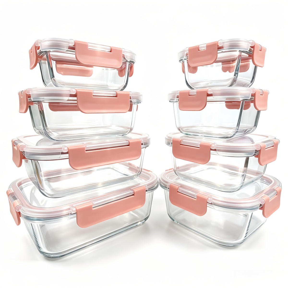 16pcs Airtight Glass Food Storage Containers, Outdoor Picnic, Lunch Box, Microwave, Oven Safe - Perfect For Salad, Fruit, Vegetables And Sandwiches, Lunch Box | Airtight Storage | Durable Glass, Food Storage Containers (8 Lids + 8 Containers)