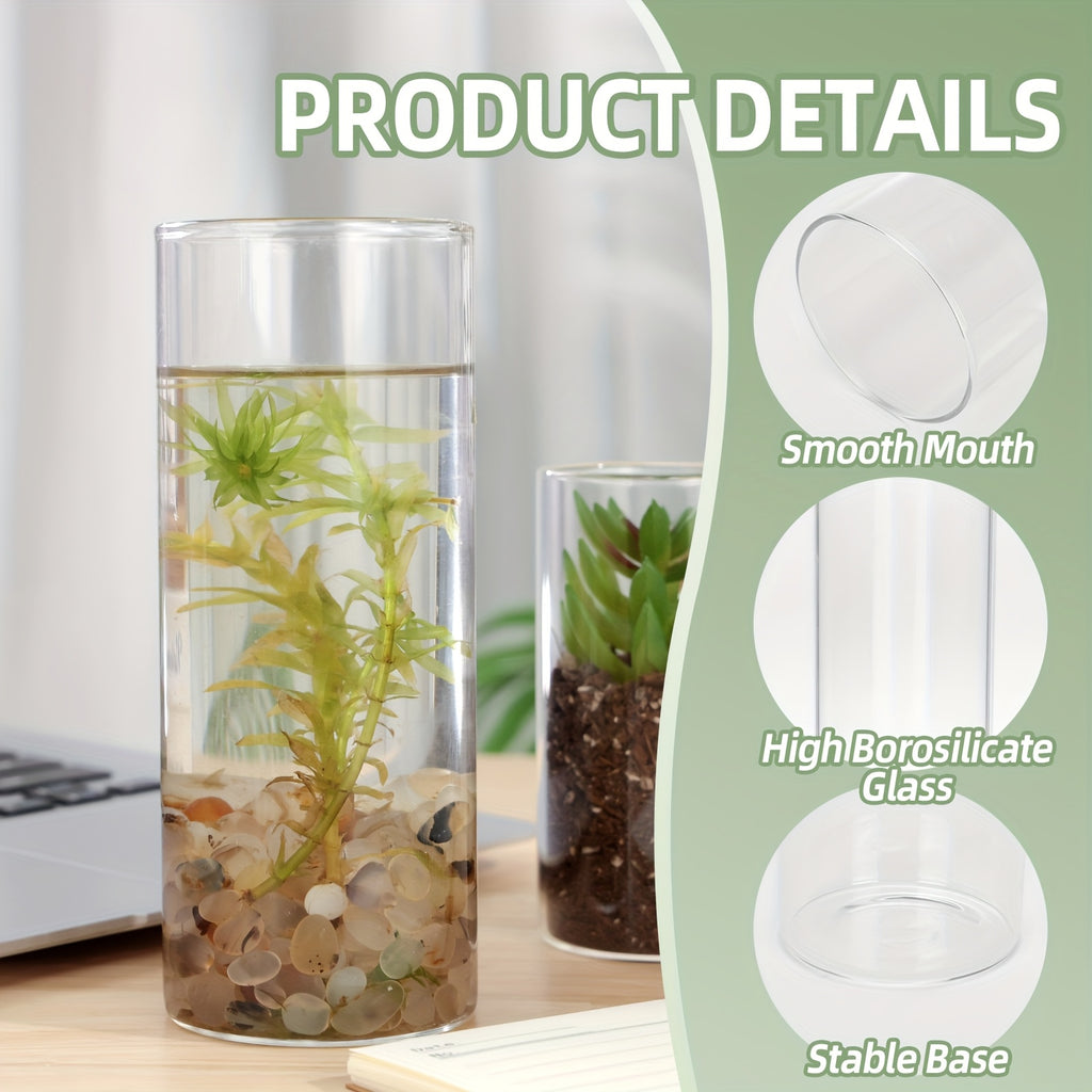 Clear Cylinder Vases for Wedding Centerpieces, Five-Size Glass Flower Vase Sets in 15, 20, 25 or 30 Pieces for Party Tables, Home and Office Decor