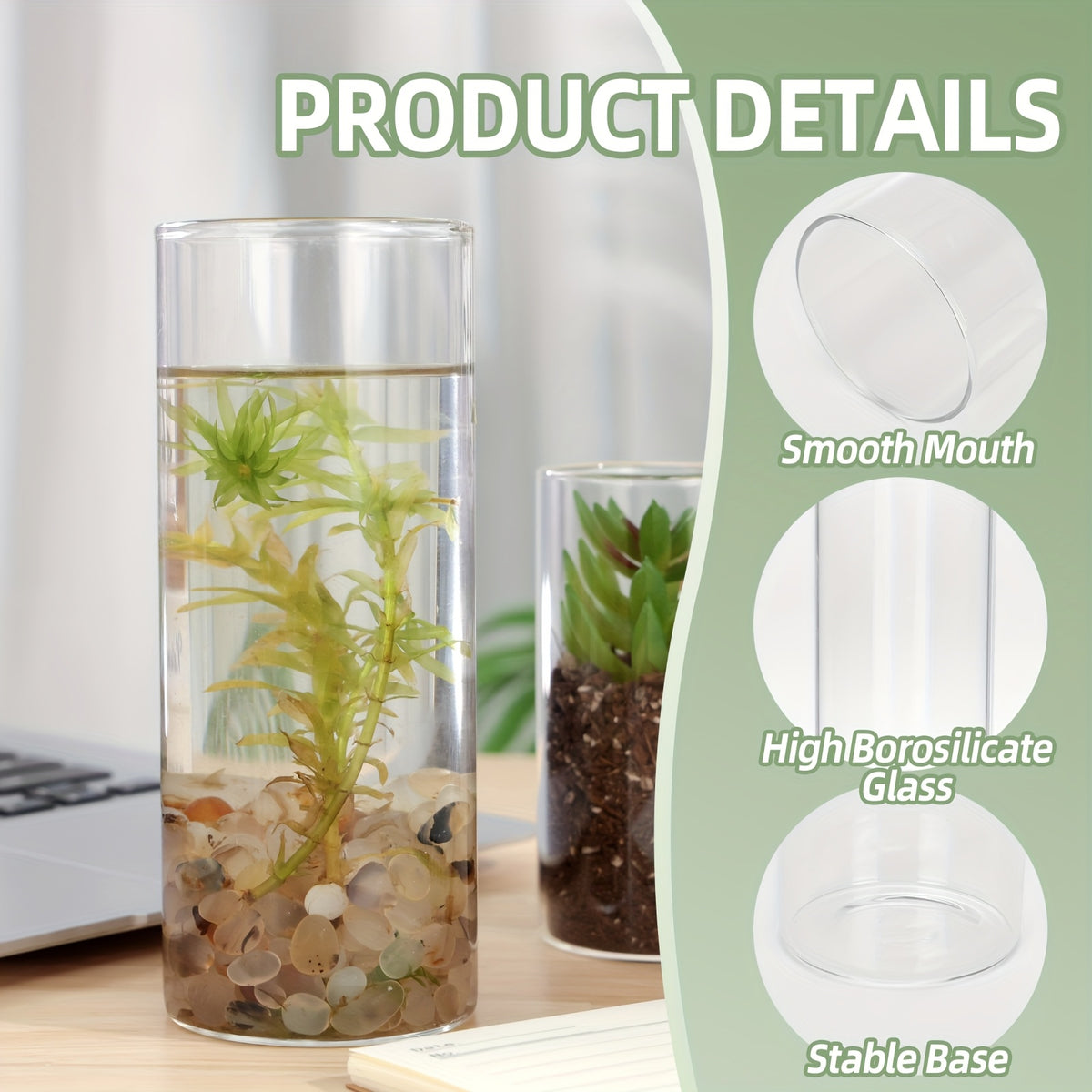 TOMNK 15/20/25/30pcs Glass Cylinder Vases, 5 Sizes Transparent Vase, Hurricane Vases, Glass Flower Vases for Wedding Decorations, Home Decor, Party, Home, Office Decoration, Decoration Vase for Teacher Appreciation, Mother's Day And Graduation Gifts