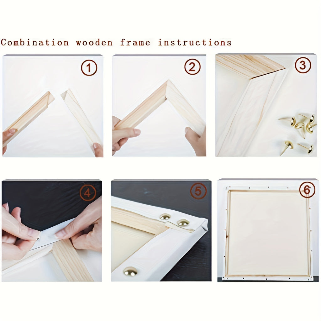 Wood Canvas Frame Kit - 4 Pre-Cut Pine Stretcher Bars with Corner Keys for Oil Painting, Easy Build Frames in Cardboard Box