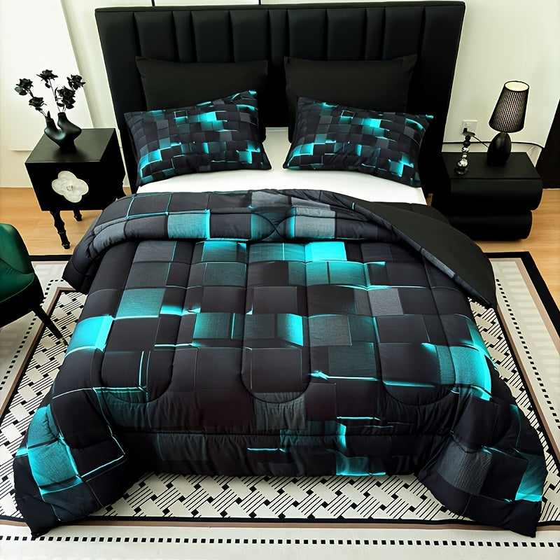 2/3pcs Solid Color Diamond Pattern Large & Extra-Large Bed Sheet Sets Soft Comfortable And Ultra-fine Fiber Filled Lightweight Fabric Breathable Quilt Easy to Take Care Of Equipped with Quilts And Pillowcases Luxurious Quality & Ideal Gift