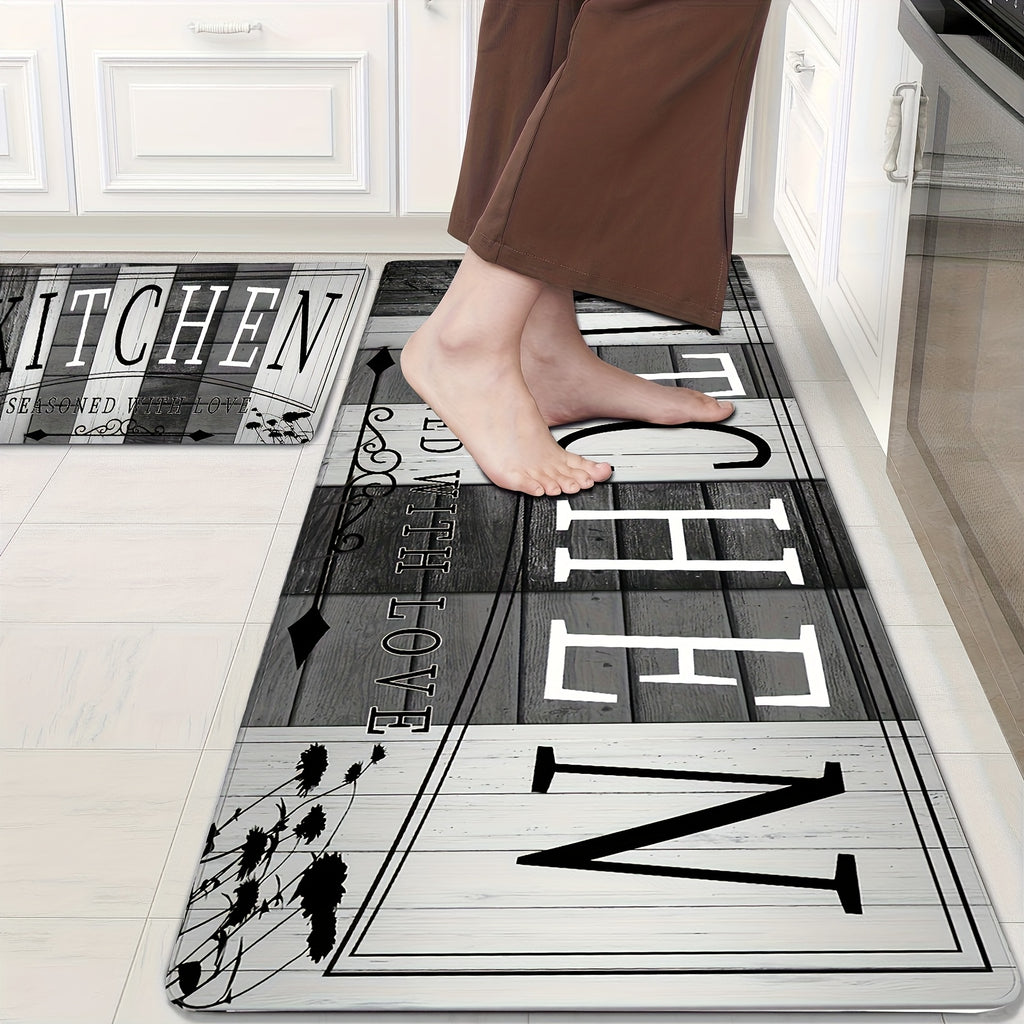 Premium Print Absorbent Kitchen Mat, Non-slip and Durable Floor Mats, Entrance and Exit Door Mat for Kitchen Laundry Room Bathroom Hallway Entrance Area Rugs, Living Room Bedroom Mat, Room Decoration,