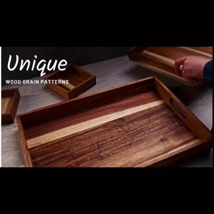 7pcs Paulownia Wood Nesting Serving Trays Set - Wood Grain Suitable for Home Decor, Coffee Table, Rustic Farmhouse Organizer with Space-Saving Nestable, Lightweight Breakfast & Party Trays for Snacks, Desserts, Drinks