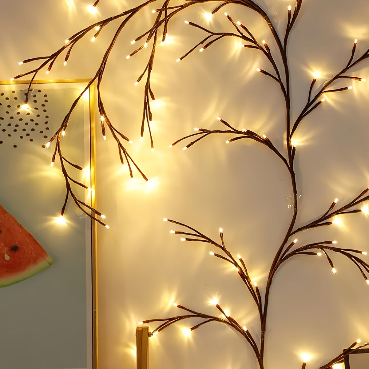96 LED Brown Vine Fairy Lights - 6ft Flexible Bendable Artificial Willow Branches with 8 Modes, USB Powered Remote Control for Indoor Home Decor, Weddings, Christmas, Valentine's, Thanksgiving & Holiday Party Decorations, Remote Controlled Fairy Lights, W