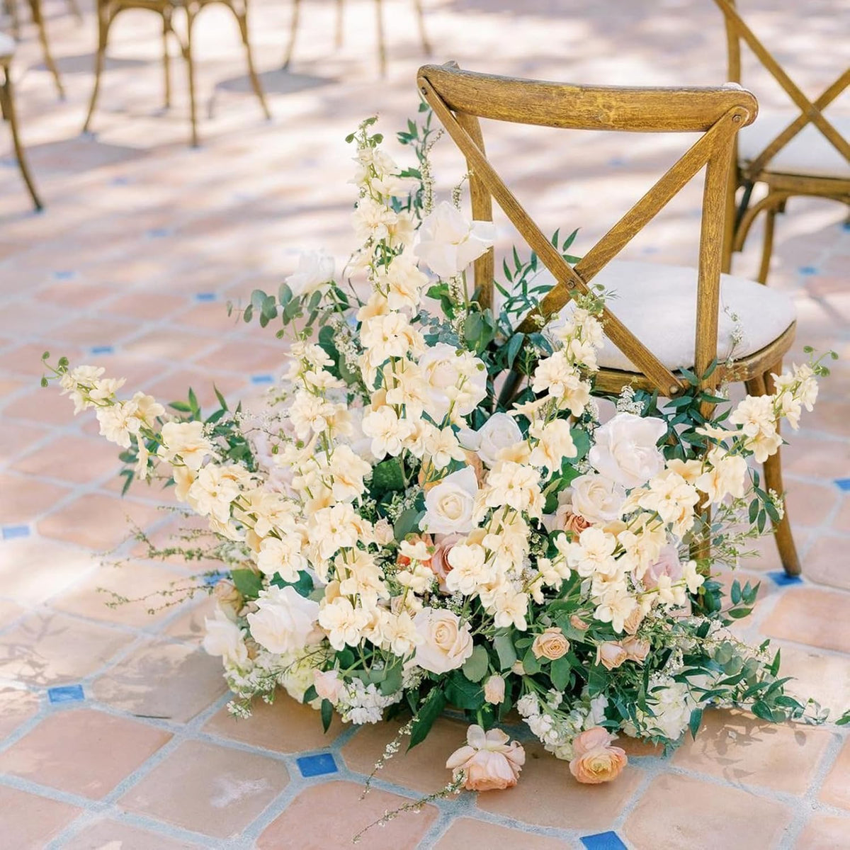 6pcs Delphinium Artificial Flowers 33.5 Inch Champagne Fake Flowers Long Stem Faux Snapdragon Flowers for Vase Table Home Wedding Party Garden Decoration