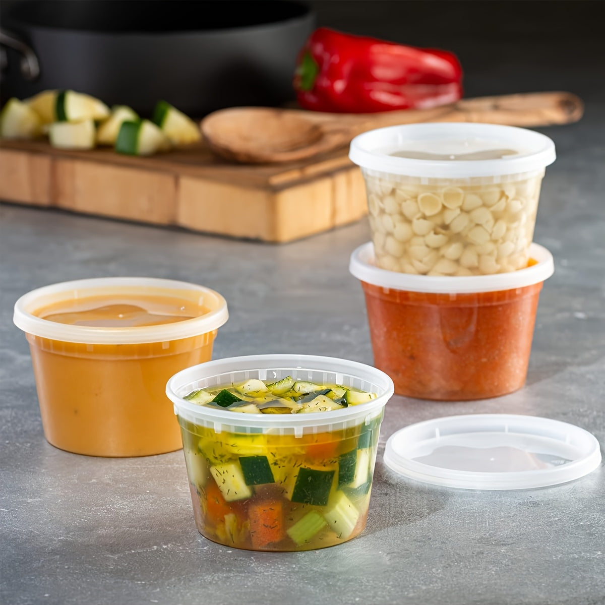 16-Ounce Reusable Plastic Food Storage Container with Flip-Top Lid - Freezer & Microwave Safe, Stackable Round Freezer-Safe Suitable for Meal Prep, Soups, Salads, Portion Control - Ideal for Home & Restaurant Use
