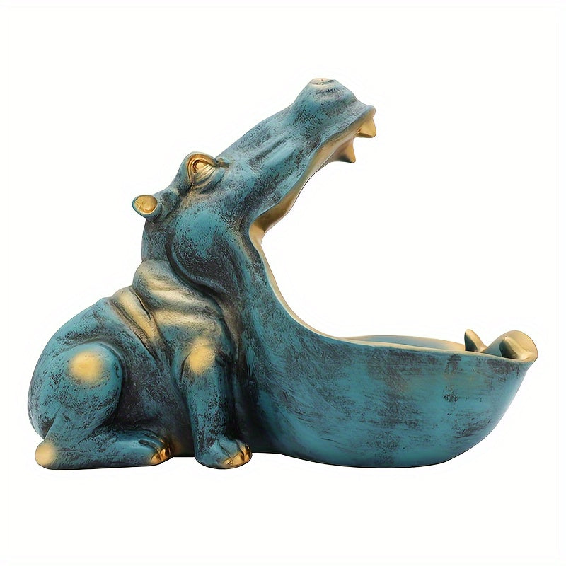 Hippo Statue Home Resin Hippopotamus Figurine Fun Candy Dish, Key Bowl, Big Mouth Sculpture Table Art Decoration Sundries Container Storage Boxes, Halloween And Christmas Decorations