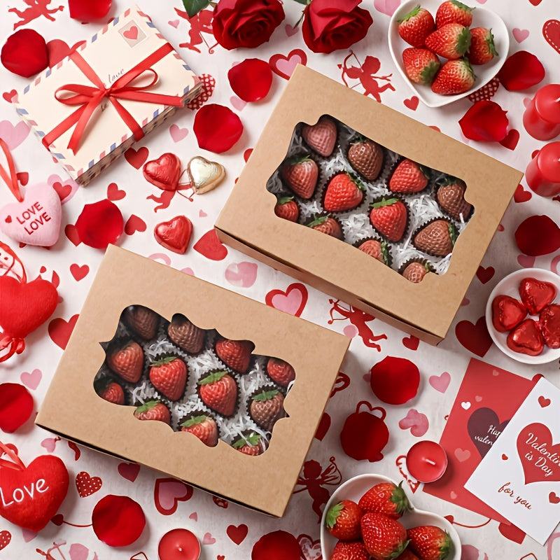 Cookie Boxes with Window, 48-Pack 8 x 6 x 2.5 Inch Bakery Treat Packaging in Brown or White for Macarons, Pastries, Birthday Parties and Wedding Favors