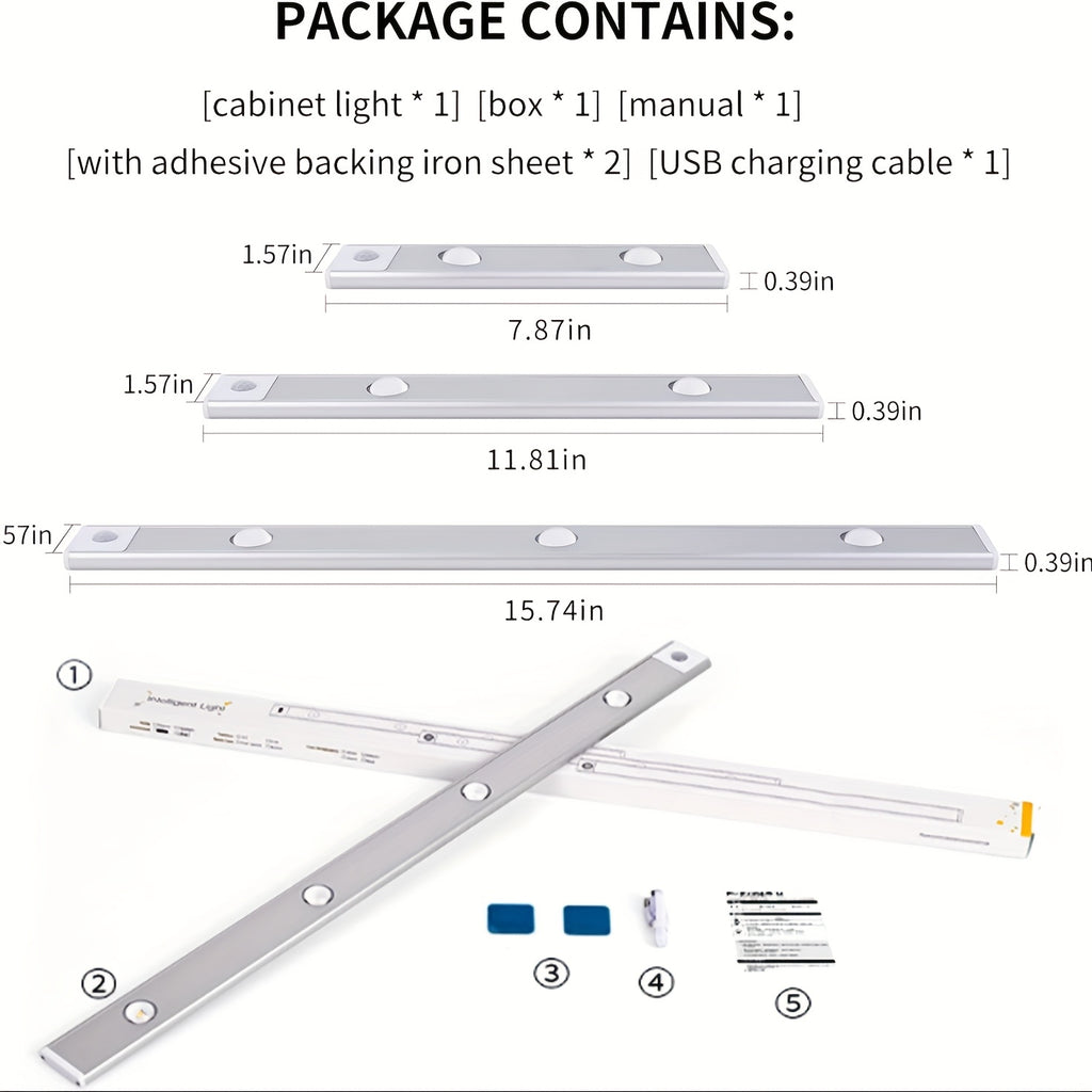 JUANGU 3pcs/2pcs Smart LED Motion Sensor Light - Dimmable Cabinet Light, USB Rechargeable, 3 Adjustable Modes, Smart Night Light, Suitable for Bedrooms, Stairs, Kitchens, Piano Rooms, and Dance Studios, Bedside Reading Light | Cabinet Light | Smart