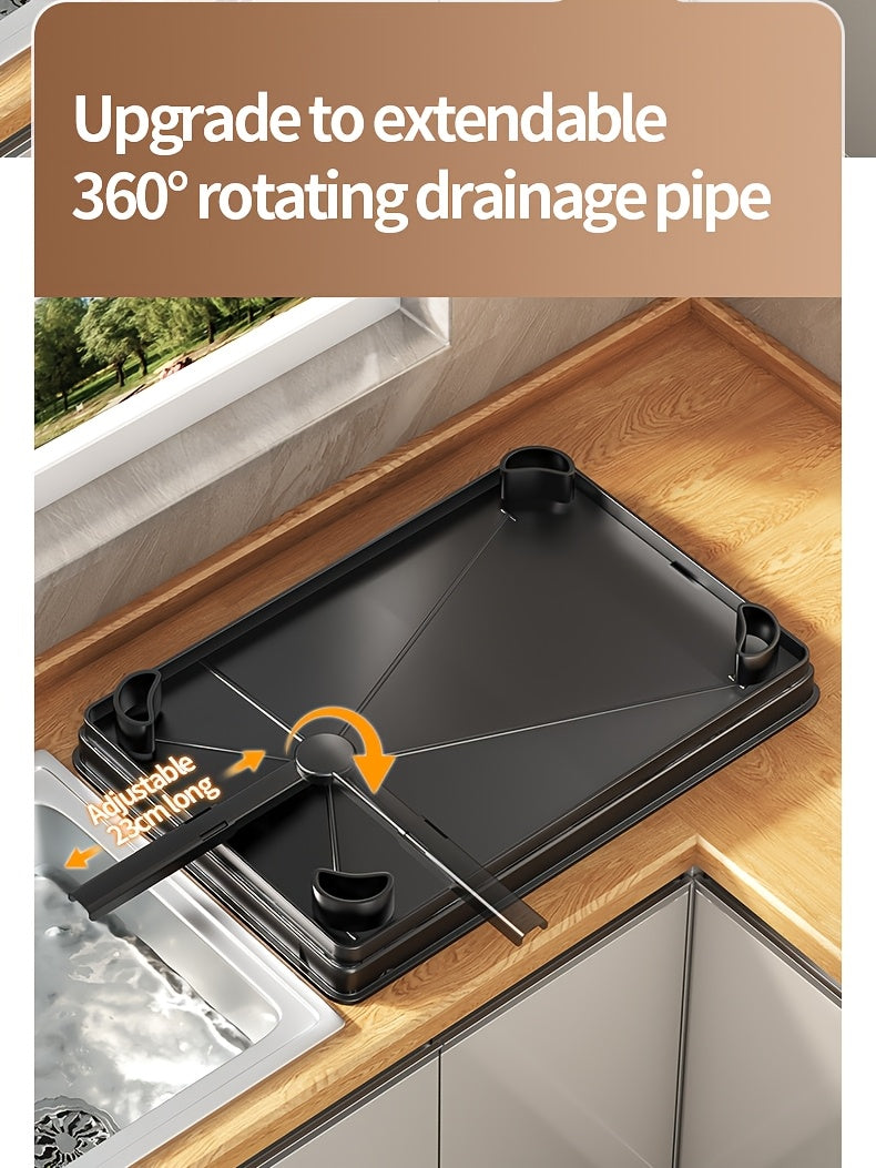 Two-tier Metal Kitchen Countertop Dish Rack Is Space-saving And Durable. It Comes with A Knife And Fork Holder, A Cup Rack, A Cutting Board Holder, And A Rust-proof Draining Tray. It Organizes Your Tableware And Helps Keep Your Kitchen Neat And Tidy.