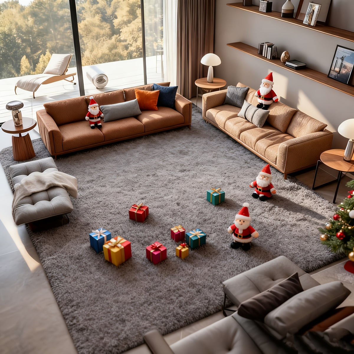 Fluffy Bedroom Carpet Shaggy Fuzzy Grey Soft Rugs for Bedroom Plush Rug Thick Area Rugs for Living Room Cute Room Decor