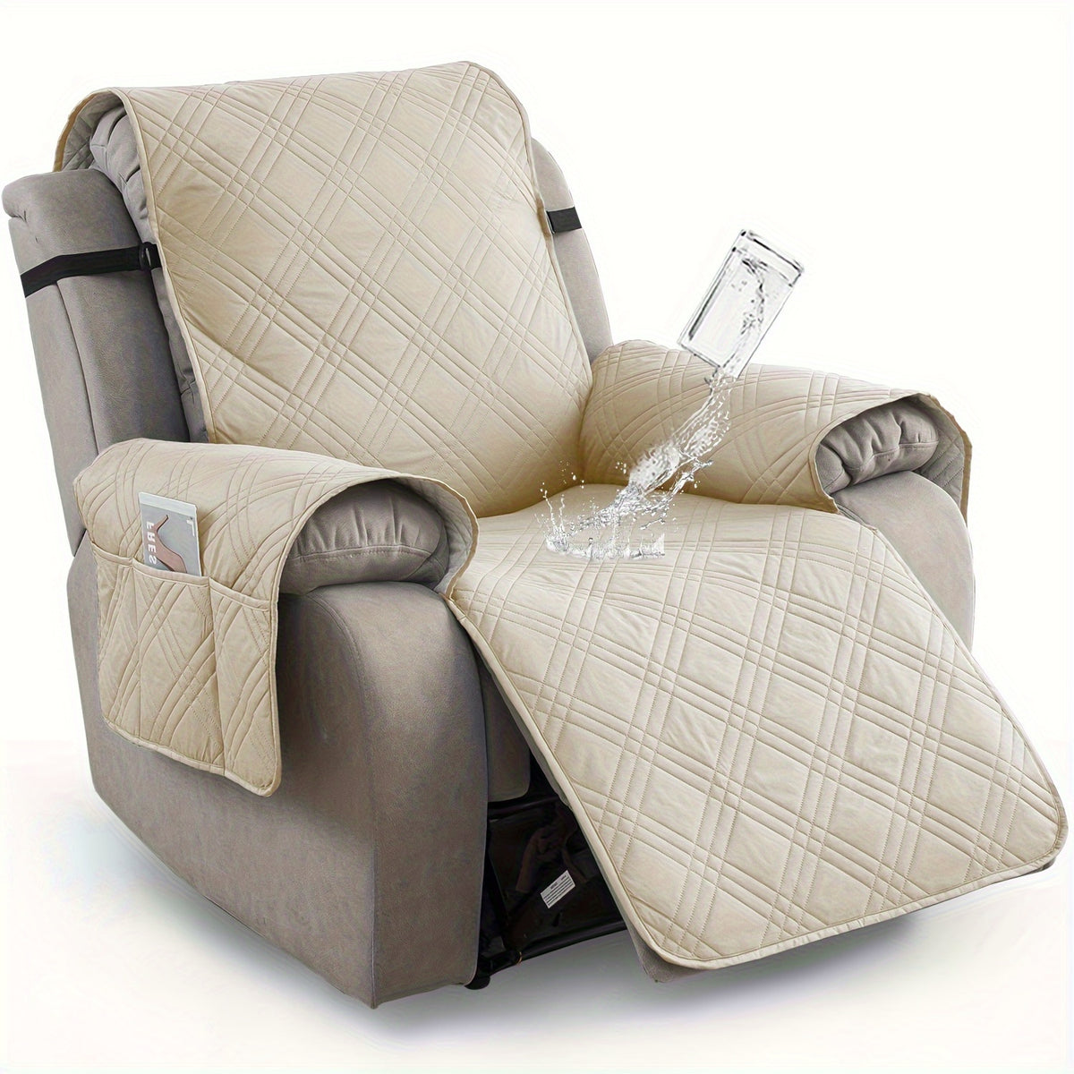 1pc 100% Waterproof Recliner Chair Cover, Non Slip Recliner Covers for Recliner Chair with Pocket, Pet Scratch-Resistant Sofa Slipcover, Washable Furniture Protector, Easy to Install for Living Room, Bedroom, And Study, Halloween Home Decorations