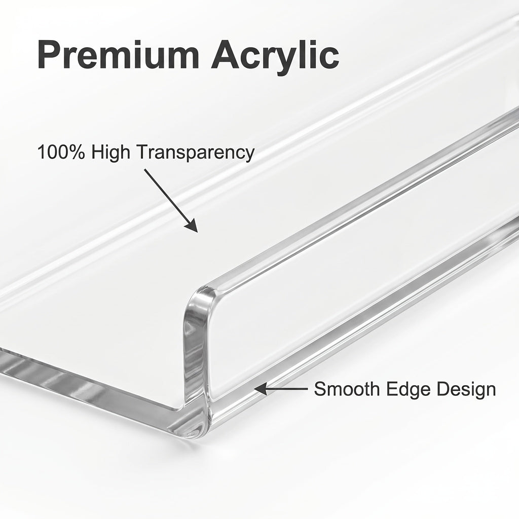 4/8/16 Pack Acrylic Shelves for Wall Storage, Room Decor, 15*4" Floating Bookshelves, Display Shelf Organizer for Bathroom, Bedroom, Living Room, Kitchen, Room Decor, Clear