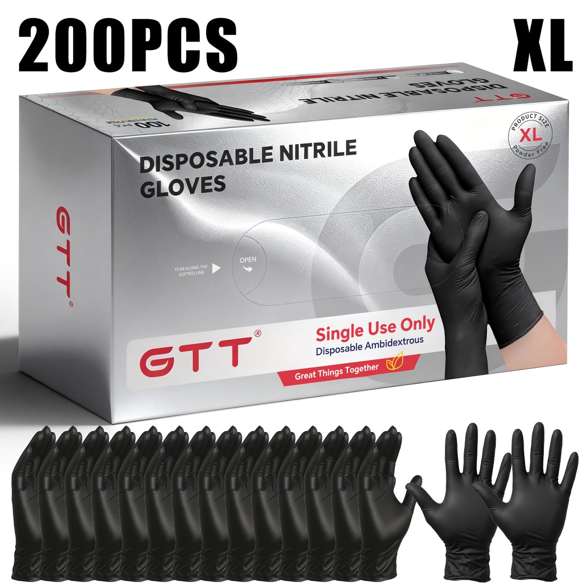 200pcs Black Nitrile Disposable Gloves - 2-box Set, And Oil-resistant, Suitable for Various Scenarios Such As Workshops, Laboratories, Cleaning, Hair Dyeing, Tattoos, And Pets