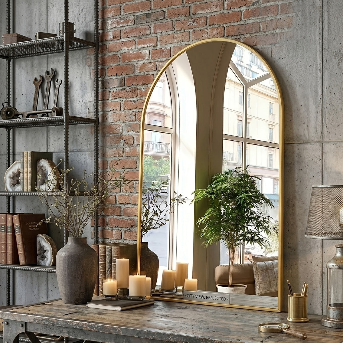 Arched Bathroom Mirror with Metal Frame - 22X30, 24X36, 26X38 Inch Wall Mounted Vanity Mirror for Bathroom, Bedroom, Entryway in Golden Or Black