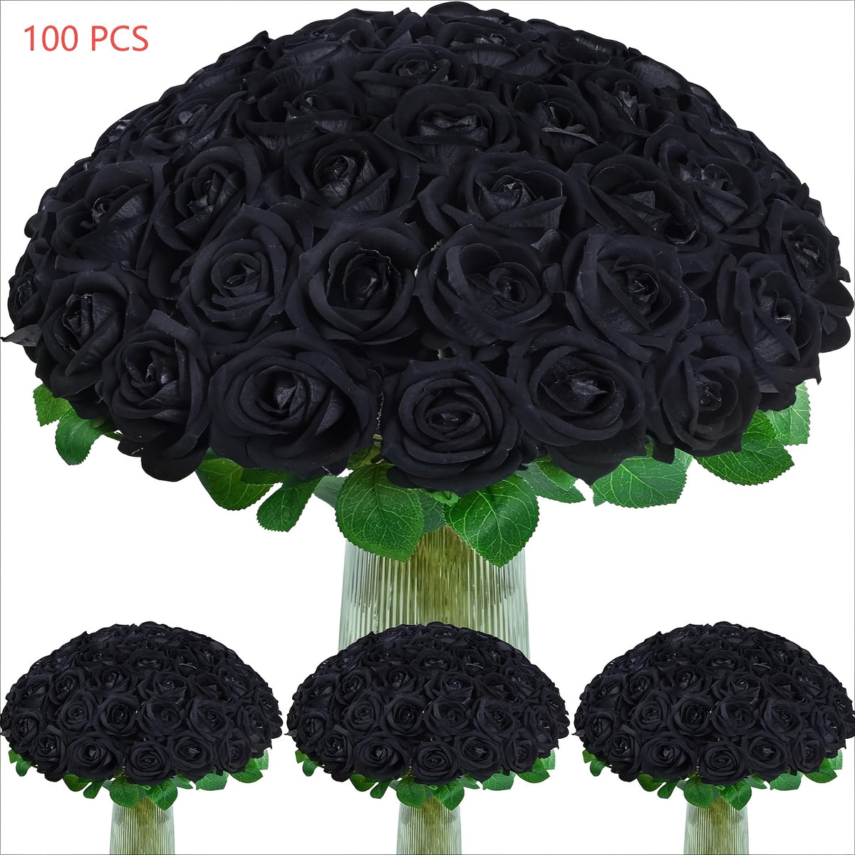 50/100pcs Red Roses Artificial Flowers, Real Touch Velvet Roses Bouquet Fake Flowers Bulk, Artificial Roses with Long Stems for Valentines Day Gift DIY Bridal Wedding Centerpiece Decorations, Mothers Day Decor, Home Decor, Room Decor, Rosas Eternas