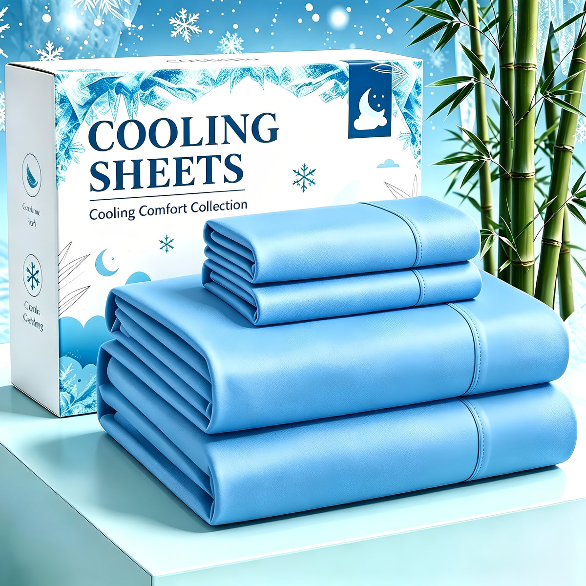 4-Piece Luxury Cooling Sheet Set - Breathable And Cooling Sheets - Hotel Luxury Sheet Set - Easy to Install And Secure - Soft, Wrinkle-Resistant Comfortable Sheets - Extra Deep Pocket Sheet Set - 4-Piece Set, Color Random