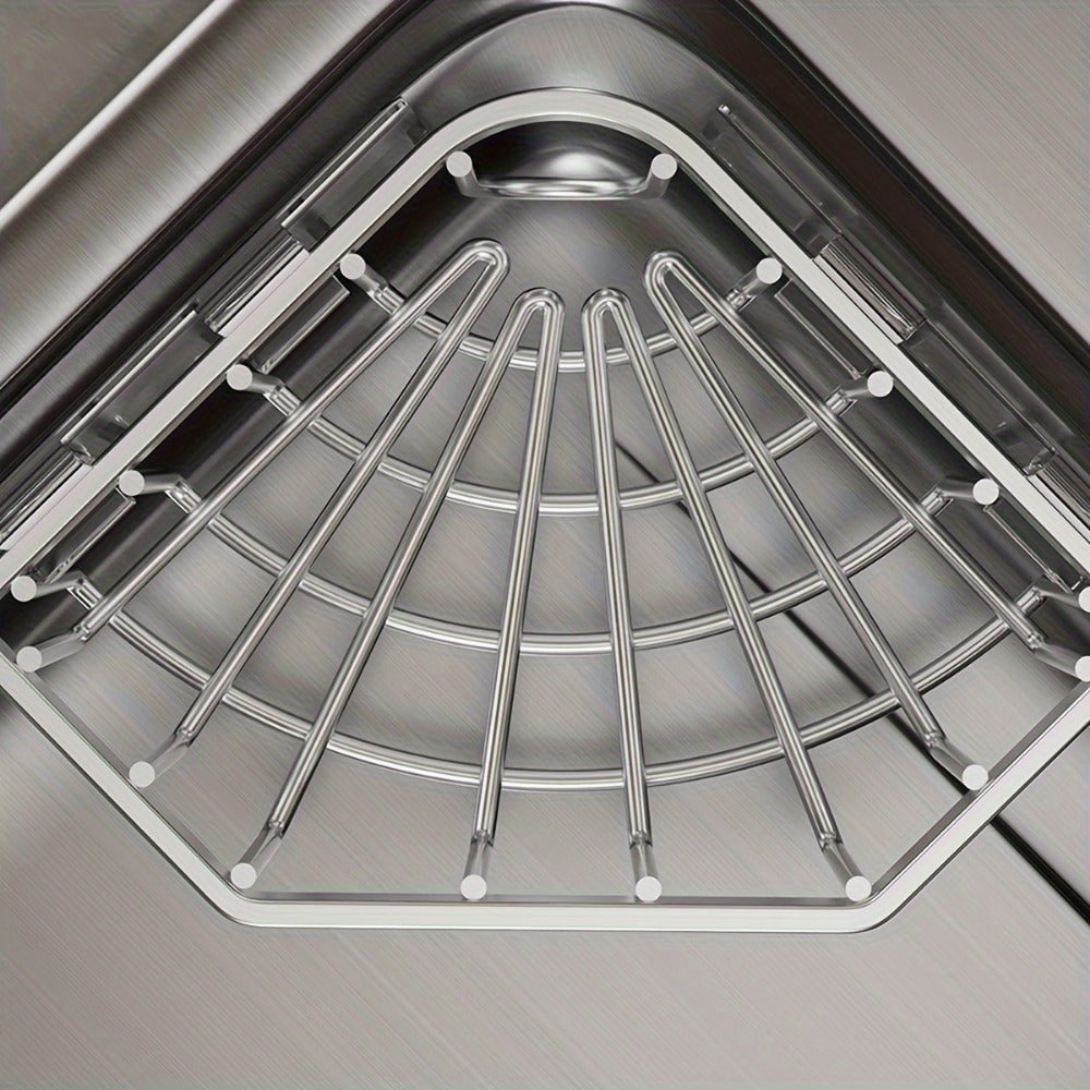 Premium Stainless Steel Kitchen Sink Organizer | Space-Saving Sponge Holder, Cleaning Supplies Drainer Rack, Hanging Faucet Drain Rack for Sponge, Brush, Towel, Scrubbers