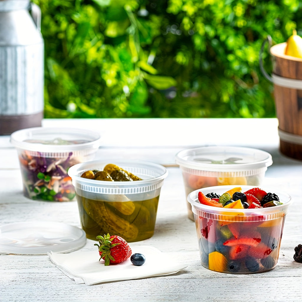 16-Ounce Reusable Plastic Food Storage Container with Flip-Top Lid - Freezer & Microwave Safe, Stackable Round Freezer-Safe Suitable for Meal Prep, Soups, Salads, Portion Control - Ideal for Home & Restaurant Use