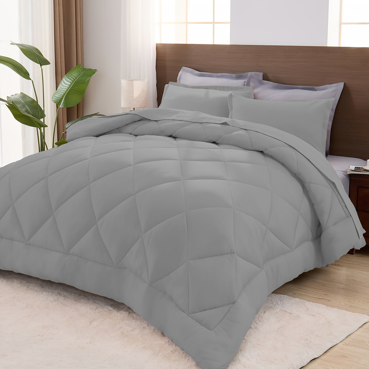 2/3pcs Luxury Comforter Set Warm & Soft & Breathable - Quilted Bedding With Fluffy Fill - Perfect For All Seasons With 1 Comforter And 1/2 Pillowcases-Random Color