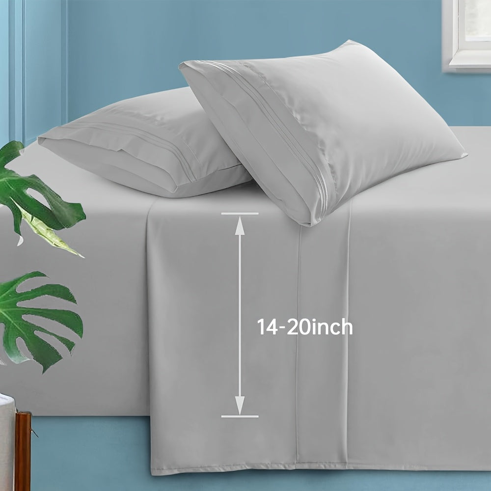 Extra Deep Pocket Queen Size Sheets Set - Hotel Luxury 2000 Thread Count Sheets & Pillowcases - Adults&Chi Bedding Set Up to 20inch Mattress - Bed Sheets 14-20inch Deep Pockets - 4pcs