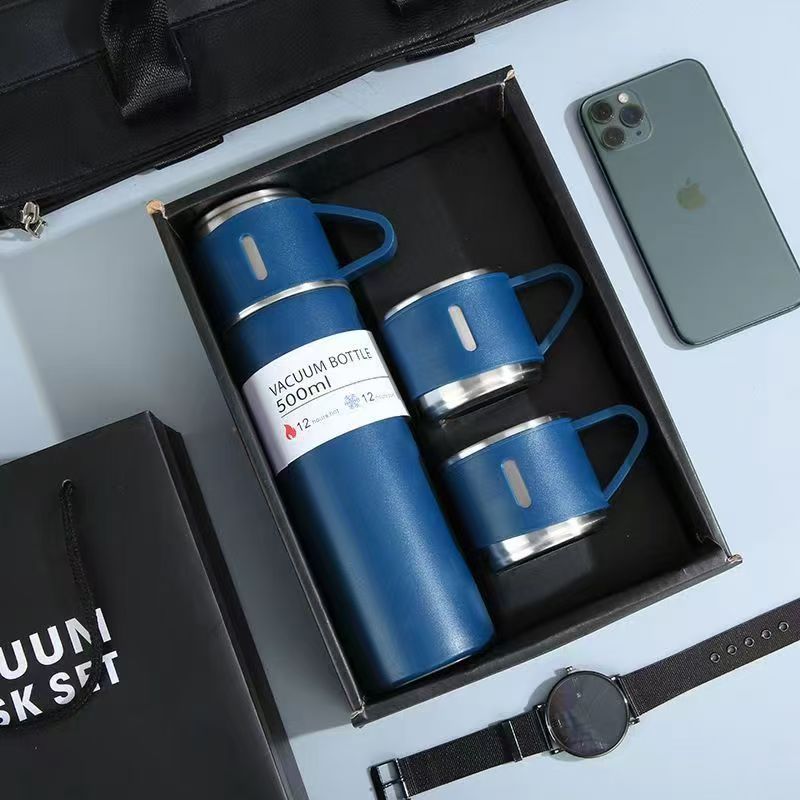 16.9 Oz/ 500Ml Insulated Stainless Steel Vacuum Bottle Set - Keeps Drinks Hot Or Cold for Hours, Perfect for Commuters, Office Workers, Students, And Outdoor Enthusiasts - Durable, Leak Proof, And Easy to Clean