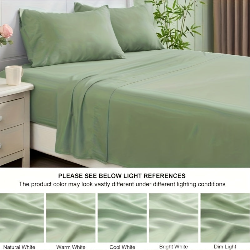 4pcs 2200TC Cooling Bamboo Bed Sheet Set Summer Chill Collection-16" Deep Pocket - Ultra Soft Luxury Bedding W/ Flat Sheet, Fitted Sheet & Pillowcases (Beat The Hea Stay Cool All Night) Queen Size Sheet Set Breathable Sheets Sets Queen Size Gifts