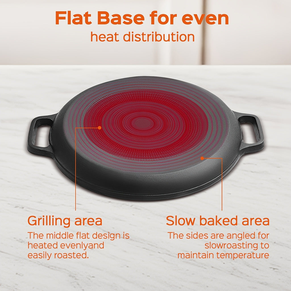 1/2/3pcs Cast Iron Pan, Pre Seasoned, Outdoor Camping Cookware Multifunctional, Non-stick, for Pizza Lovers, Home Kitchens, Outdoor Cooking, Durable, Even-Heating, Versatile, Compatible with All Stoves, Perfect for Home Kitchens And Outdoor Cooking