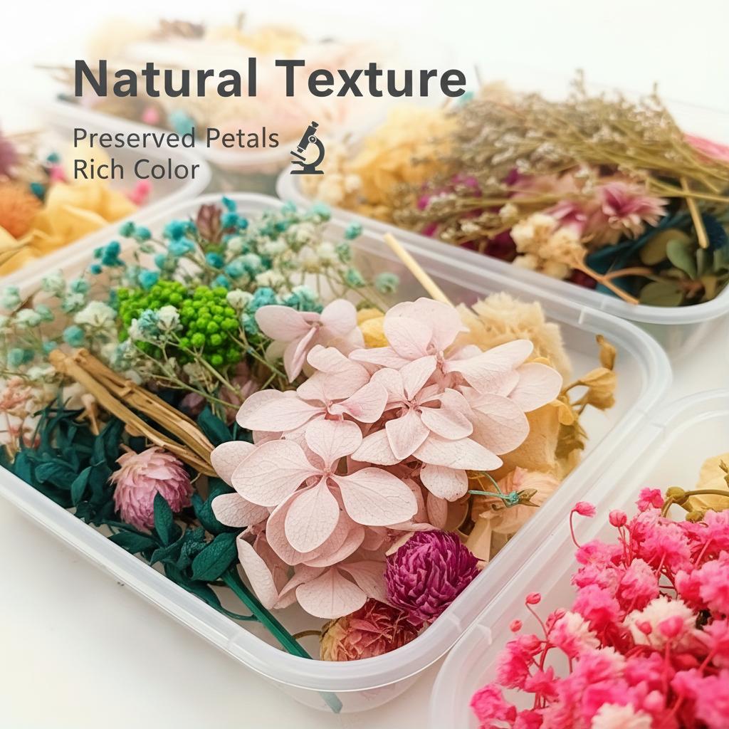 4 Boxes Dried Flower Set Assorted, Flower Set shipped randomly, Styles Decoration Wrapping Scrapbooking Home Decor Supplies