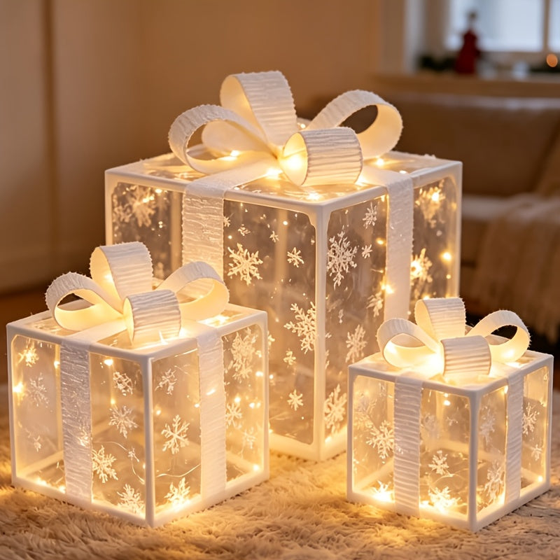 3pcs Christmas Gift Box Lights, Fairy Light String, 8 Modes of Light Emission, Including Remote Control, Indoor And Outdoor Decoration, Suitable for Christmas, Halloween, Thanksgiving, New Year, Parties, Self-Assembly