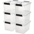 Clear Plastic Storage Boxes with Latch Lids, 6-Quart Stackable Organizer Bins in 3 or 6 Packs for Home Office Supplies, Closet Accessories and Household Items