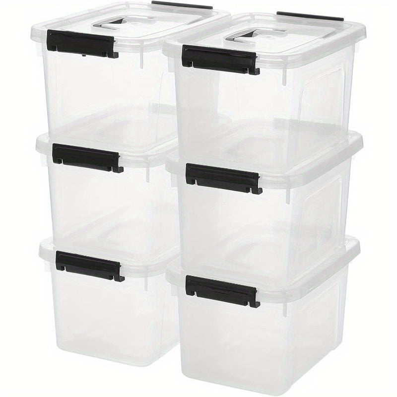 3/6-Pack Clear Plastic Storage Boxes With Locking Latches, Stackable Organizer Containers For Home Office Closet Organization, Heavy-Duty & Space-Saving Bins, 6QT Multipurpose Lockable Design, The Best Gifts For Thanksgiving And Christmas