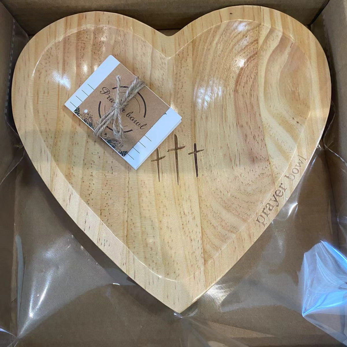 Easter Retro Wooden Heart Prayer Bowl And 30 Prayer Card Set, Handcrafted Decorative Bowl, Wooden Heart-Shaped Prayer Bowl with Carved Cross And "Prayer Text" -Perfect Home Decor, Kitchen Food Rack