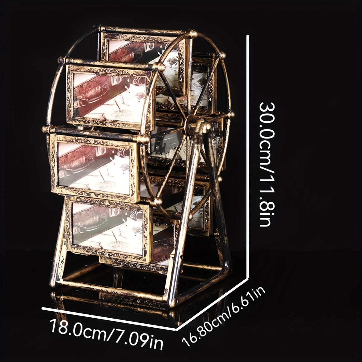 Vintage Rotating Ferris Wheel Photo Frame - 8 4-inch Photo Frames - Exquisite Living Room, Bedroom, Desk Furnishings - Perfect for Valentine'S Day, Birthday, Christmas Gifts (Frame Material ABS Plastic)