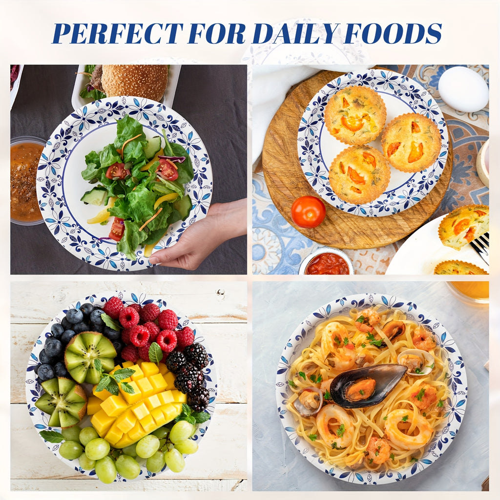 300 Paper Plates Including 150pcs 9 Inch Heavy Duty Printed Disposable Plates And 150pcs 7 Inch Soak Proof Disposable Paper Plate for Everyday Use Family Gatherings Parties(Leaf) for School Halloween Halloween, Christmas
