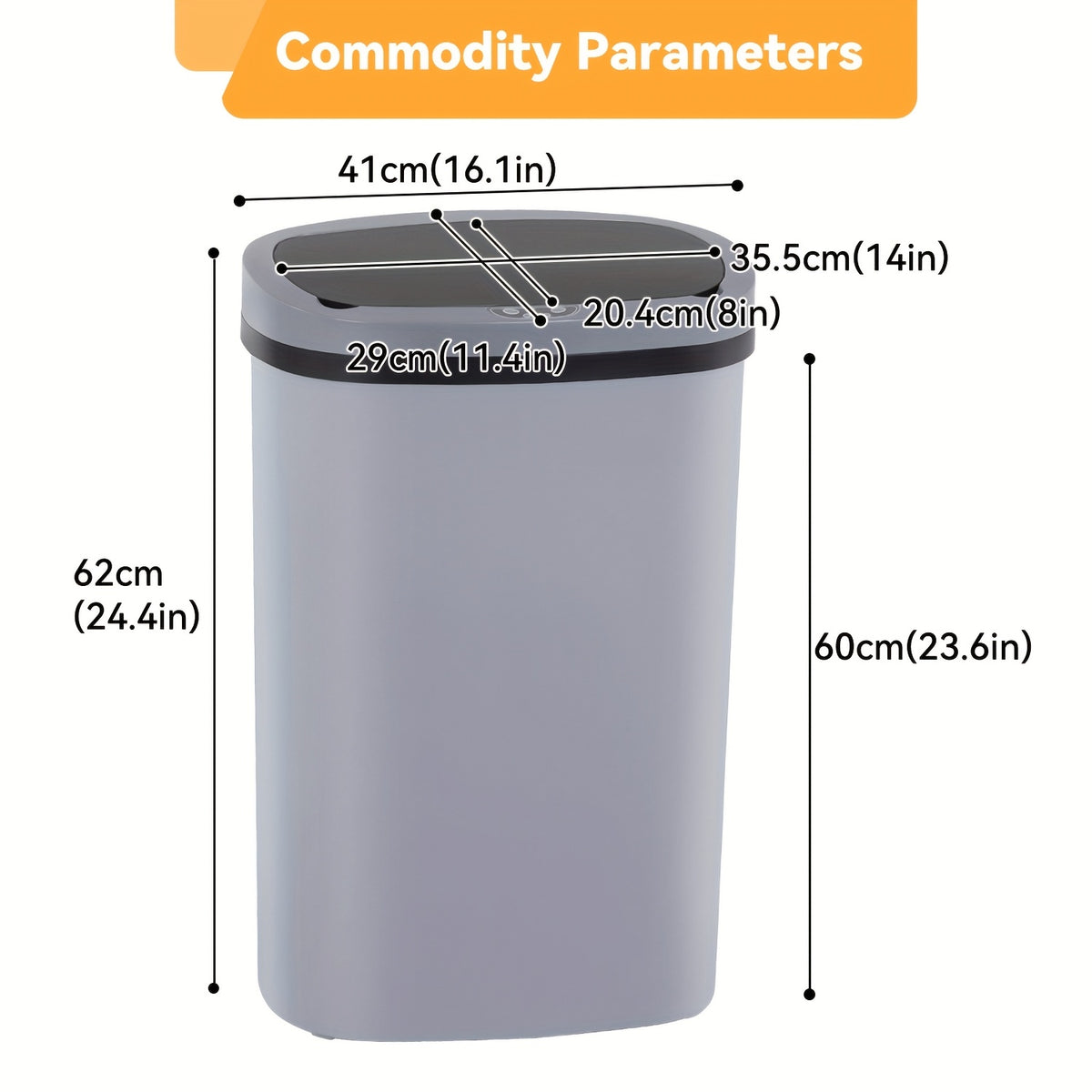 13 Gallon Trash Can Kitchen Waste Bin 50L, Automatic Garbage Can Touchless Motion Sensor, for Office Bedroom Living Room Trash Can
