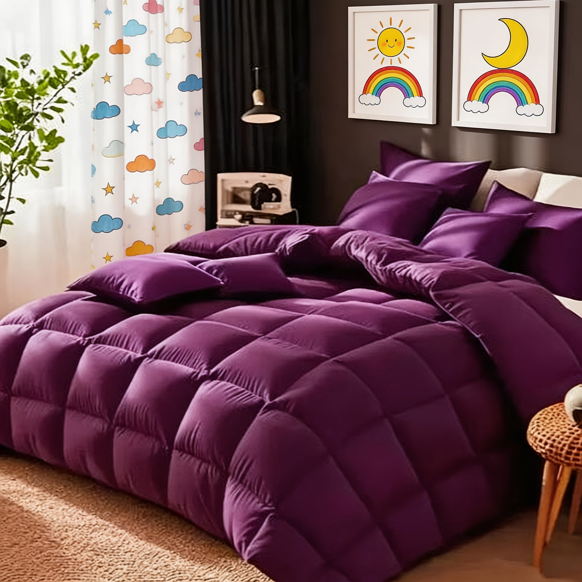 Cosybay 7pcs Luxury Color Bed Comforter Sets, Bedding Comforter Sets Queen Size, 4 Pillowcases, King Size Comforter Sets, Flat Sheet, Bedding Sheet, Quilt Set, Home Bedroom & Hotel & School & Travel & Outdoor, Valentine's Day Bed In A Bag, Kid's Bed
