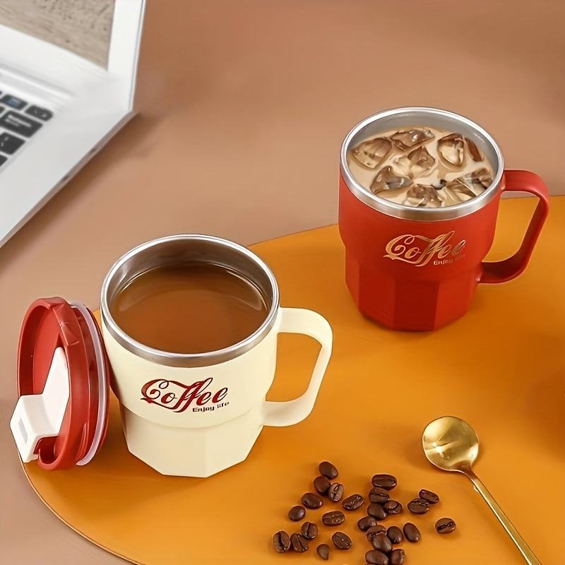 Double Insulated Stainless Coffee Mug with Lid - Reusable Cup, & Color Options, Dishwasher Travel-Friendly for Coffee & Tea - Perfect Gift for Holidays, Office, Camping (Ideal for hot