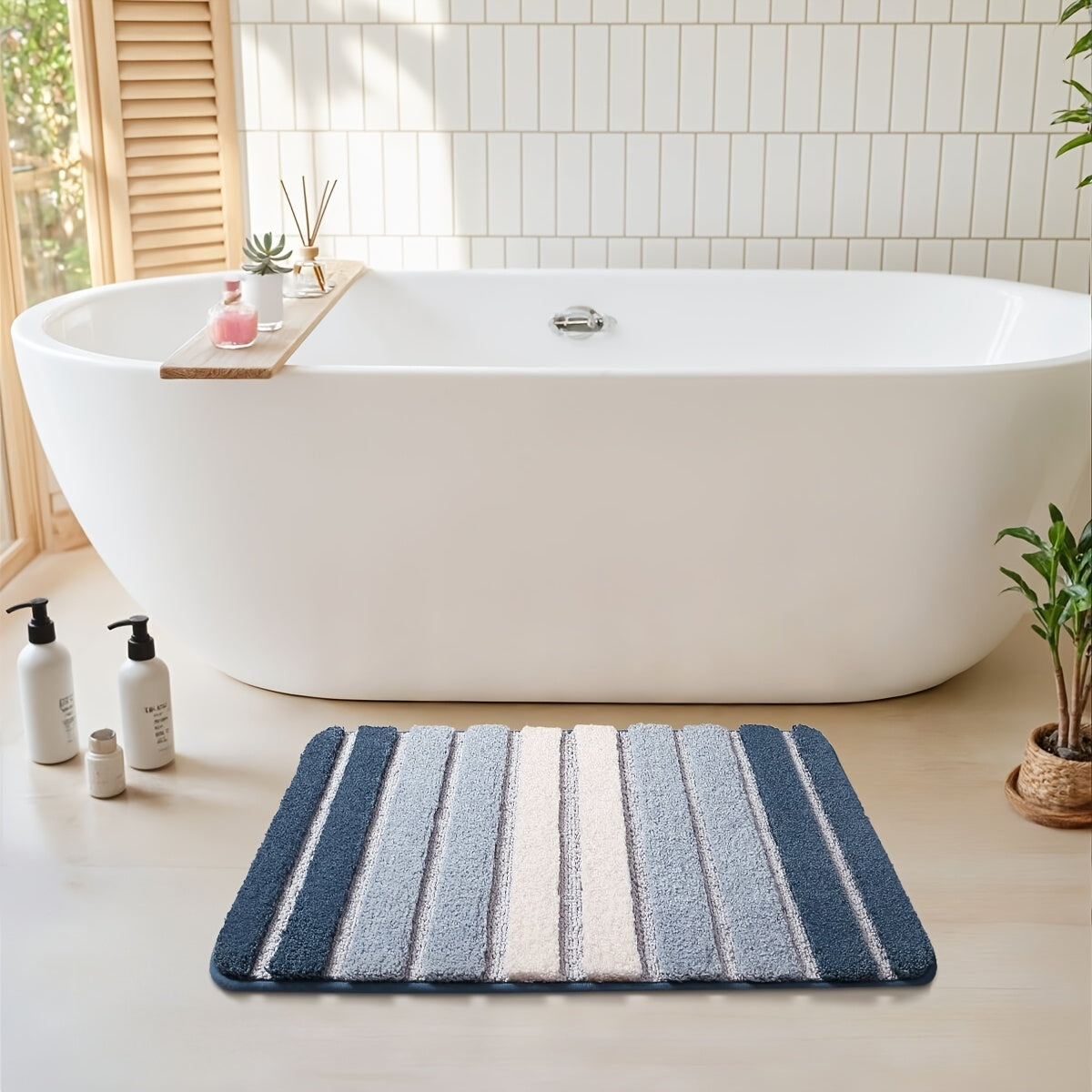 GTNSHUAI Extra Thick Luxury Chenille Bathroom Rug, Non-Slip Absorbent Bath Mat