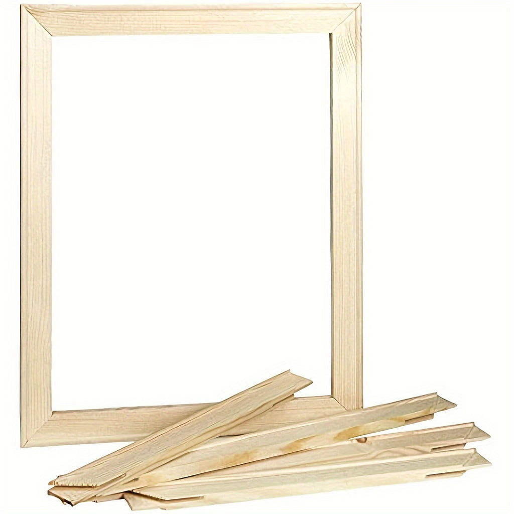 Wood Canvas Frame Kit - 4 Pre-Cut Pine Stretcher Bars with Corner Keys for Oil Painting, Easy Build Frames in Cardboard Box