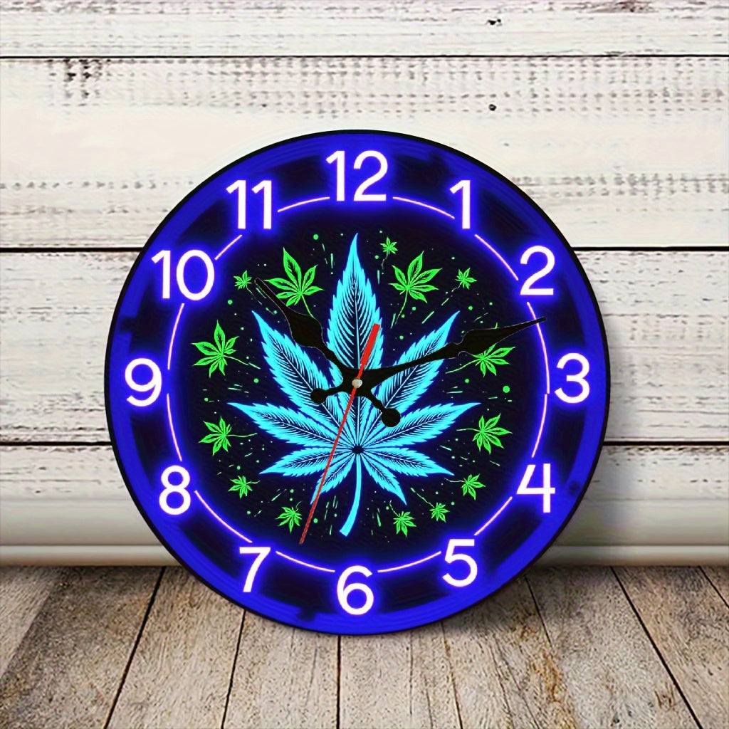 1pc, Neon Style Wooden Silent Wall Clock, Suitable for Basement, Bookstore, Staircase Wall Decoration, 10* 10inch, Uses AA Battery(Battery Not Included) Teacher's Day, Graduation Day, Halloween Decoration Clock, Gift