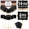 Mini Chalkboard Signs with Stands, 20-Piece Table Label Set with Low Easels and Tall Holders for Wedding Table Numbers, Buffet Food Labels and Party Messages