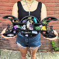 Double Moon Crystal Shelf with Fairy Cutouts, Wooden Celestial Display for Gemstones and Small Collectibles, Boho Bedroom and Living Room Decor