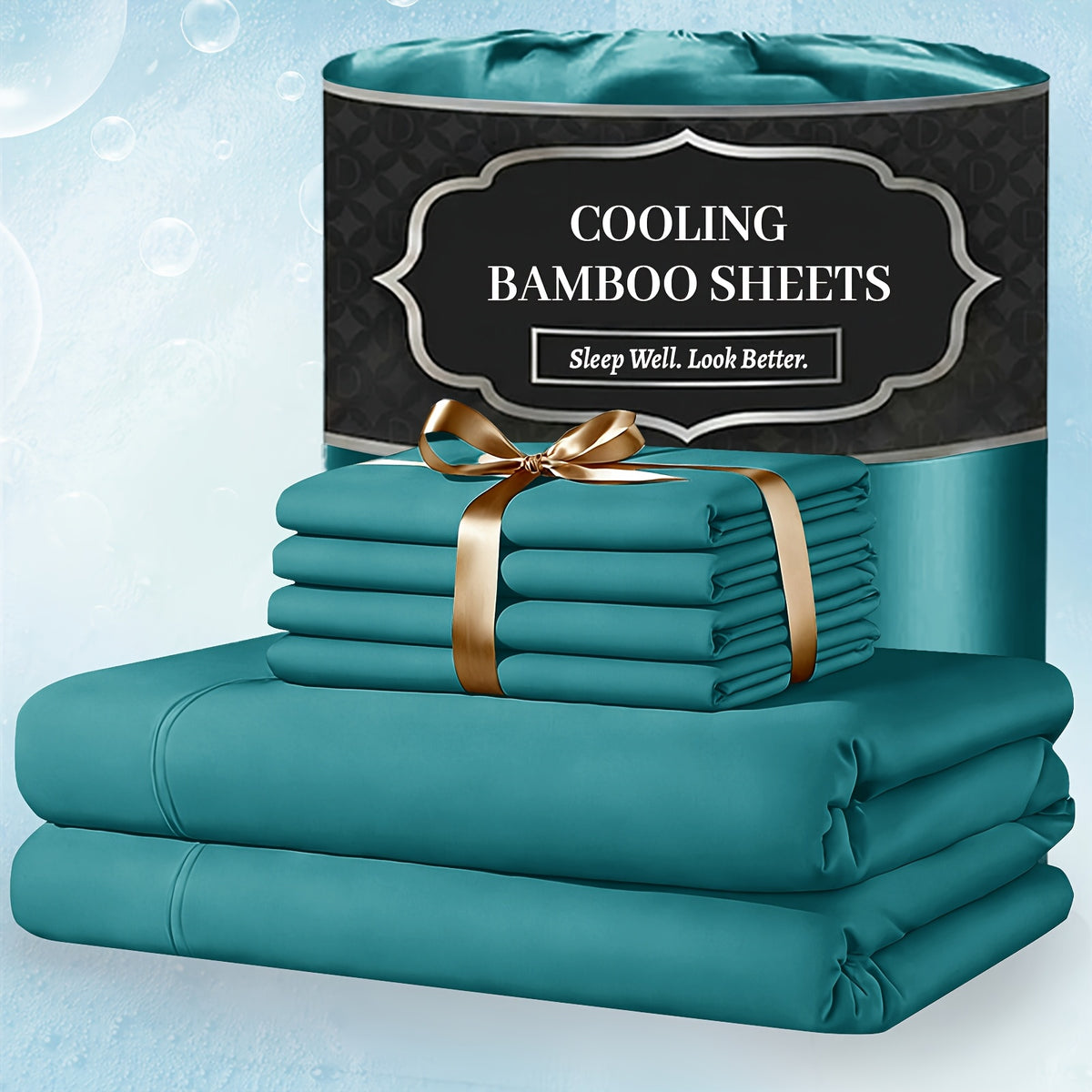 Extra Deep Pocket Bamboo Sheets - 4/6pcs Breathable & Cooling Bamboo Bed Sheet Set, Hotel Luxury Fitted Sheet Set, Soft Wrinkle-Free for Extra Deep Mattresses, Room Decor, Twin/Full/Queen/King Size Sheet & Pillowcase Sets