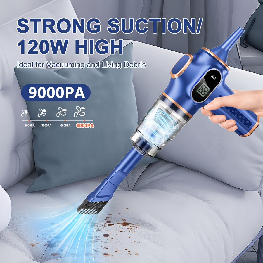 Powerful Handheld Vacuum Cleaner for Pet Hair with Digital Display, Type-C Fast Charging & Washable Filter, Portable Cordless Vac for Car Interior Detailing, Home Upholstery & Office Dust And Debris Cleaning